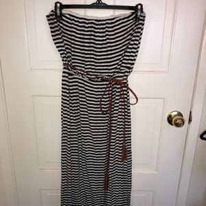 Strapless Striped Maxi Dress